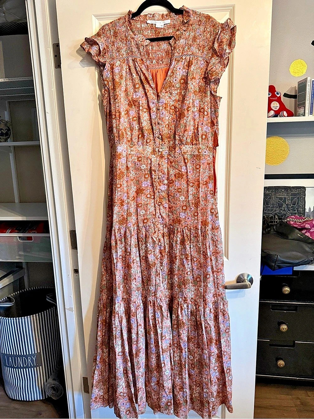 Veronica Beard - Floral Maxi Dress in Orange & Pink - Size 12 Like New